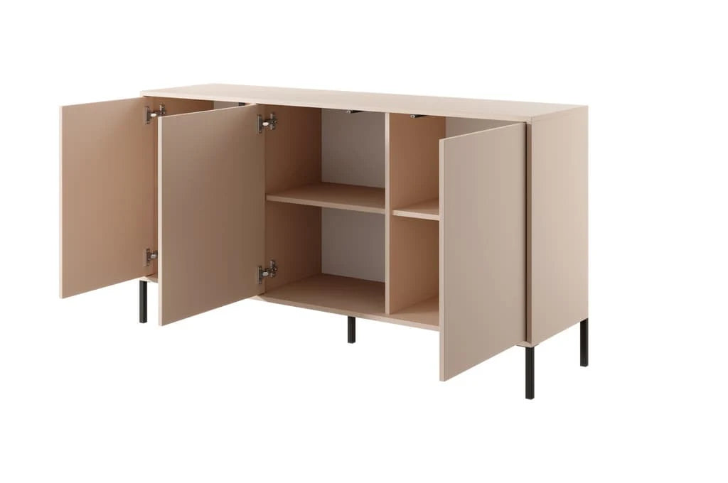 Dast Wooden Sideboard 154cm in Beige with Black Metal Legs