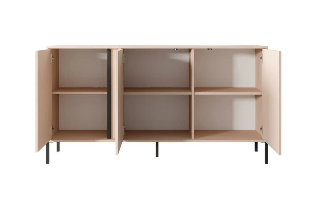 Dast Wooden Sideboard 154cm in Beige with Black Metal Legs