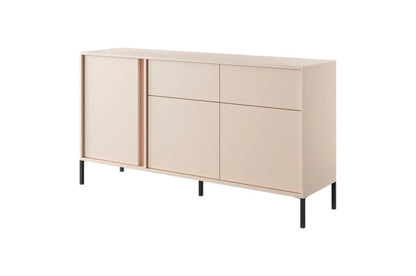 Dast Wooden Sideboard 2 Drawers 3 Doors in Beige with Black Metal Legs