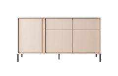 Dast Wooden Sideboard 2 Drawers 3 Doors in Beige with Black Metal Legs - Furniture One Shop