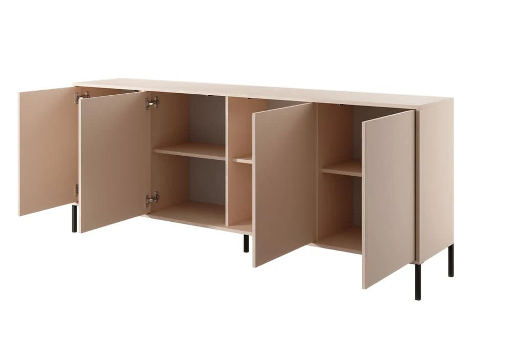 Dast Wooden Sideboard 203cm in Beige with Black Metal Legs