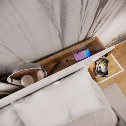 Dentro Wooden Double Bed with Storage and LED - 140cm - Furniture One Shop