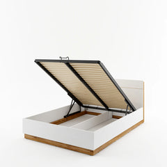 Dentro Wooden Double Bed with Storage and LED - 140cm - Furniture One Shop