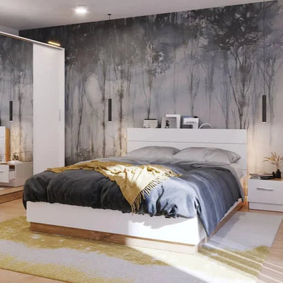 Dentro Wooden Super King Size Bed with Storage and LED 180cm - Furniture One Shop