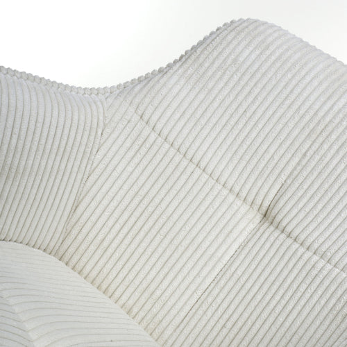 Denver Corduroy White Fabric Dining Chairs With Black Legs In Pair