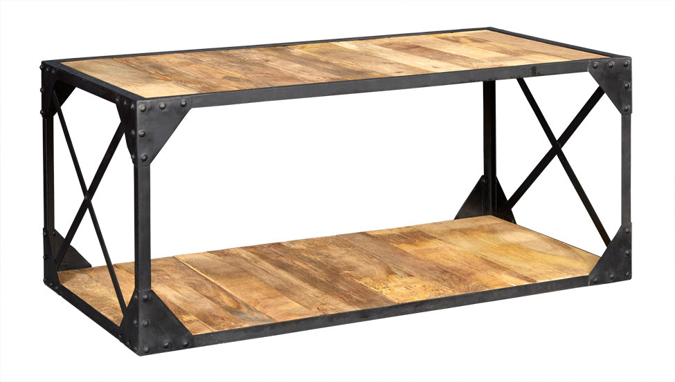 Ascot Coffee Table In Reclaimed Wood And Metal Frame