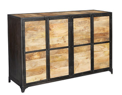 Ascot Large Wooden Sideboard In Reclaimed Wood And Metal Frame - Furniture One Shop