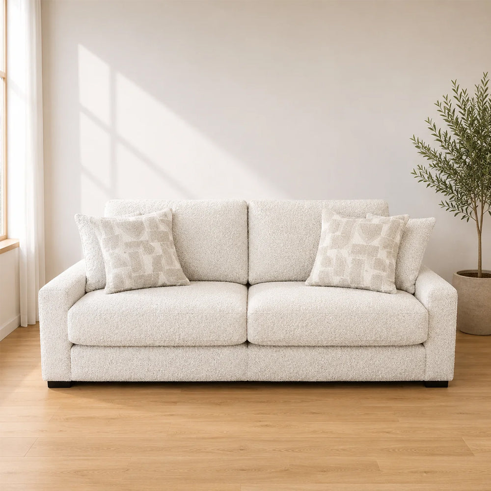 Douglas 3 Seater Fabric Sofa In Beige
