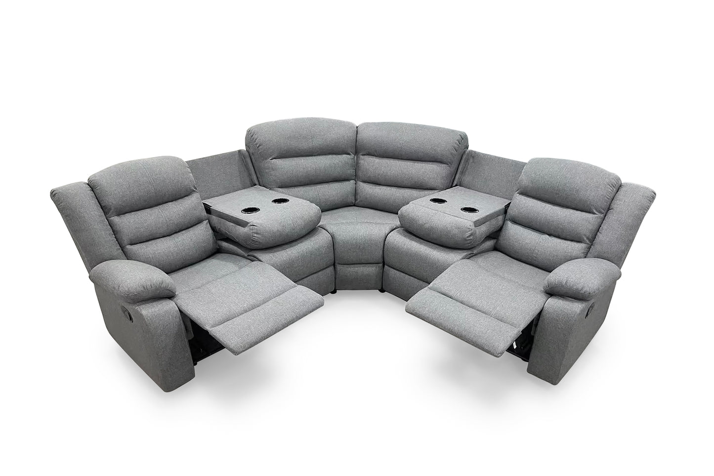 Dundee Manual Recliner Corner Sofa In Grey Fabric