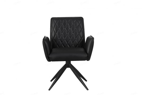 Eclat Black Faux Leather Swivel Dining Chairs in Pair