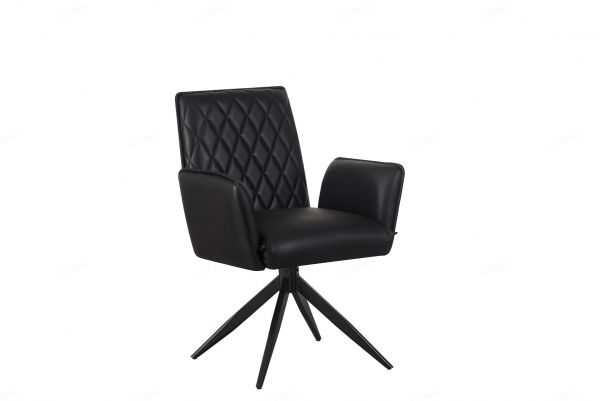 Eclat Black Faux Leather Swivel Dining Chairs in Pair