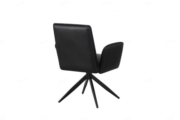 Eclat Black Faux Leather Swivel Dining Chairs in Pair