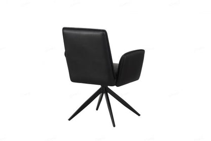 Eclat Black Faux Leather Swivel Dining Chairs in Pair