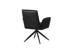 Eclat Black Faux Leather Swivel Dining Chairs in Pair