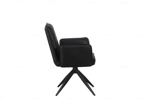 Eclat Black Faux Leather Swivel Dining Chairs in Pair