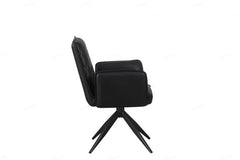 Eclat Black Faux Leather Swivel Dining Chairs in Pair