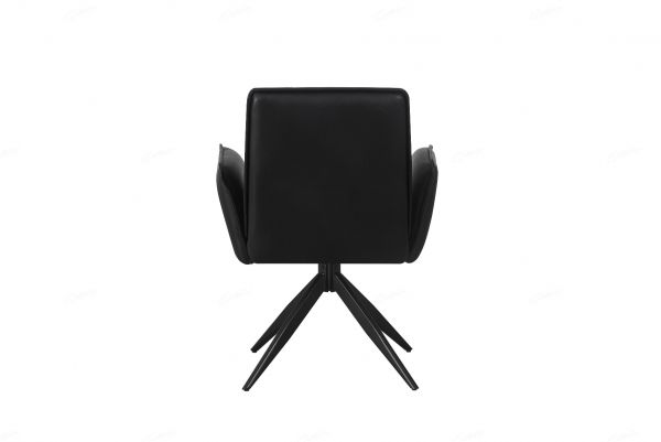 Eclat Black Faux Leather Swivel Dining Chairs in Pair