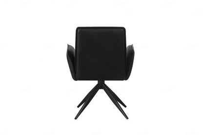 Eclat Black Faux Leather Swivel Dining Chairs in Pair