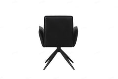 Eclat Black Faux Leather Swivel Dining Chairs in Pair