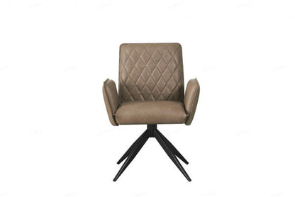 Eclat Taupe Faux Leather Swivel Dining Chairs in Pair