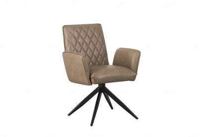 Eclat Taupe Faux Leather Swivel Dining Chairs in Pair