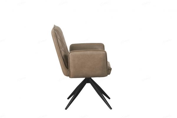 Eclat Taupe Faux Leather Swivel Dining Chairs in Pair