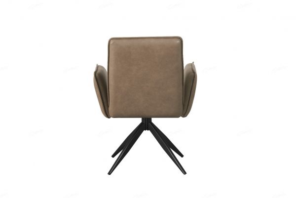 Eclat Taupe Faux Leather Swivel Dining Chairs in Pair
