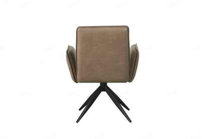 Eclat Taupe Faux Leather Swivel Dining Chairs in Pair