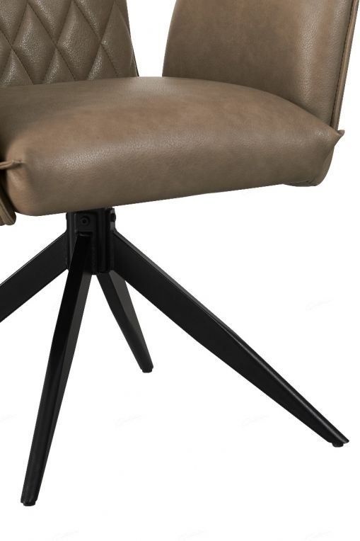 Eclat Taupe Faux Leather Swivel Dining Chairs in Pair