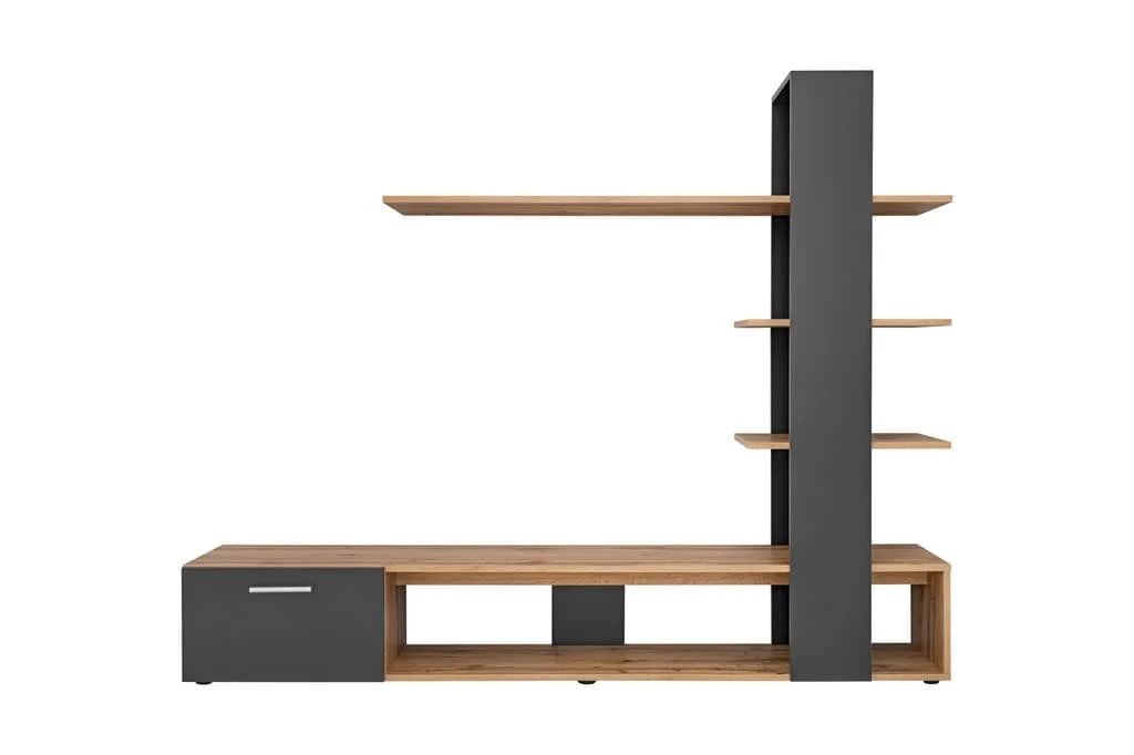 Eco Wooden TV Entertainment Unit in Oak Wotan & Black