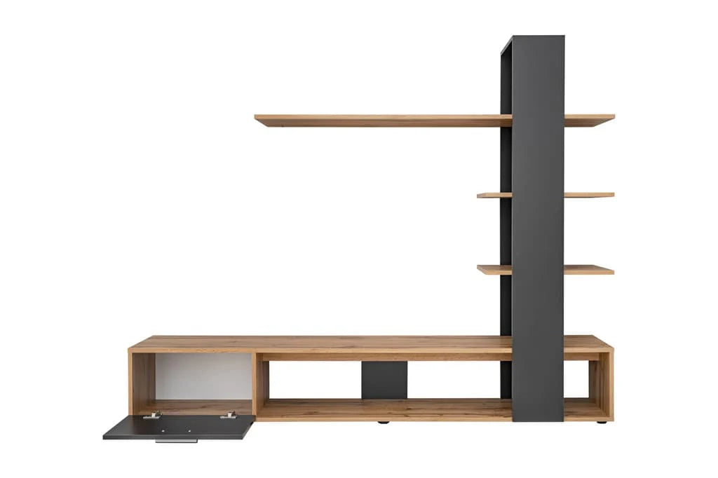 Eco Wooden TV Entertainment Unit in Oak Wotan & Black