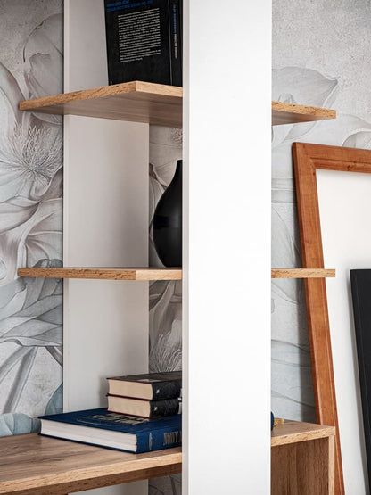 Eco Wooden TV Entertainment Unit in Oak Wotan & White