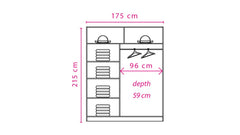 Effect 2 Wooden Wardrobe 175cm With 2 Sliding Doors In Oak Lancelot
