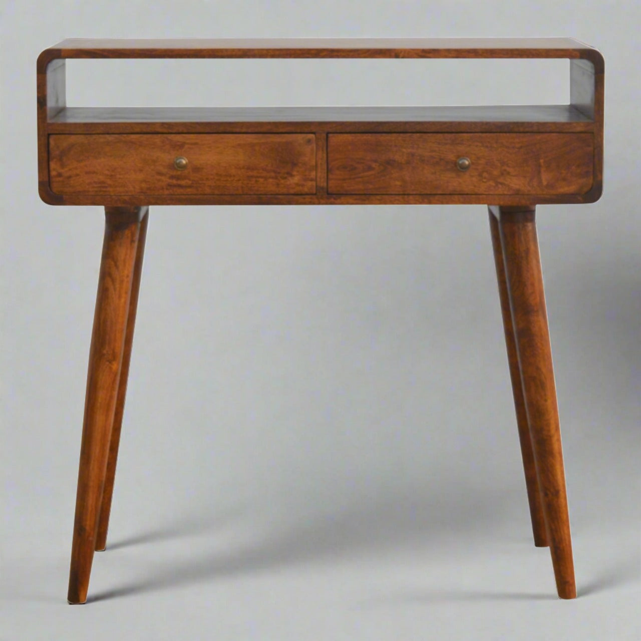 Elegant Desk Curved Chestnut Console Table