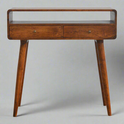 Elegant Desk Curved Chestnut Console Table - Furniture One Shop