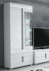 Elise White High Gloss And Grey 1 Glass Door Display Cabinet
