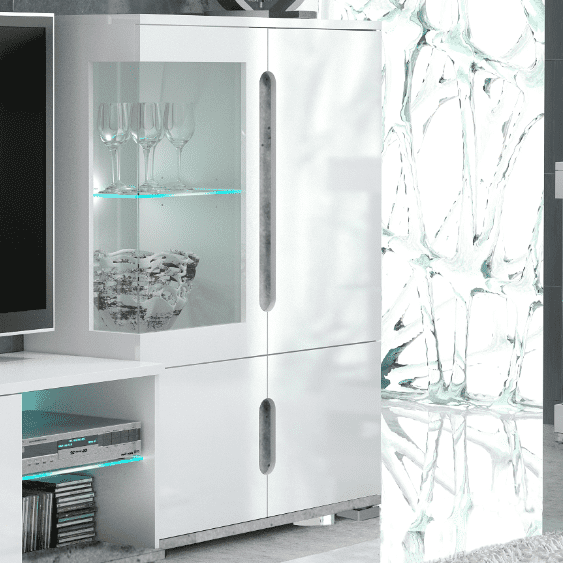 Elise White High Gloss And Grey Low Display Cabinet
