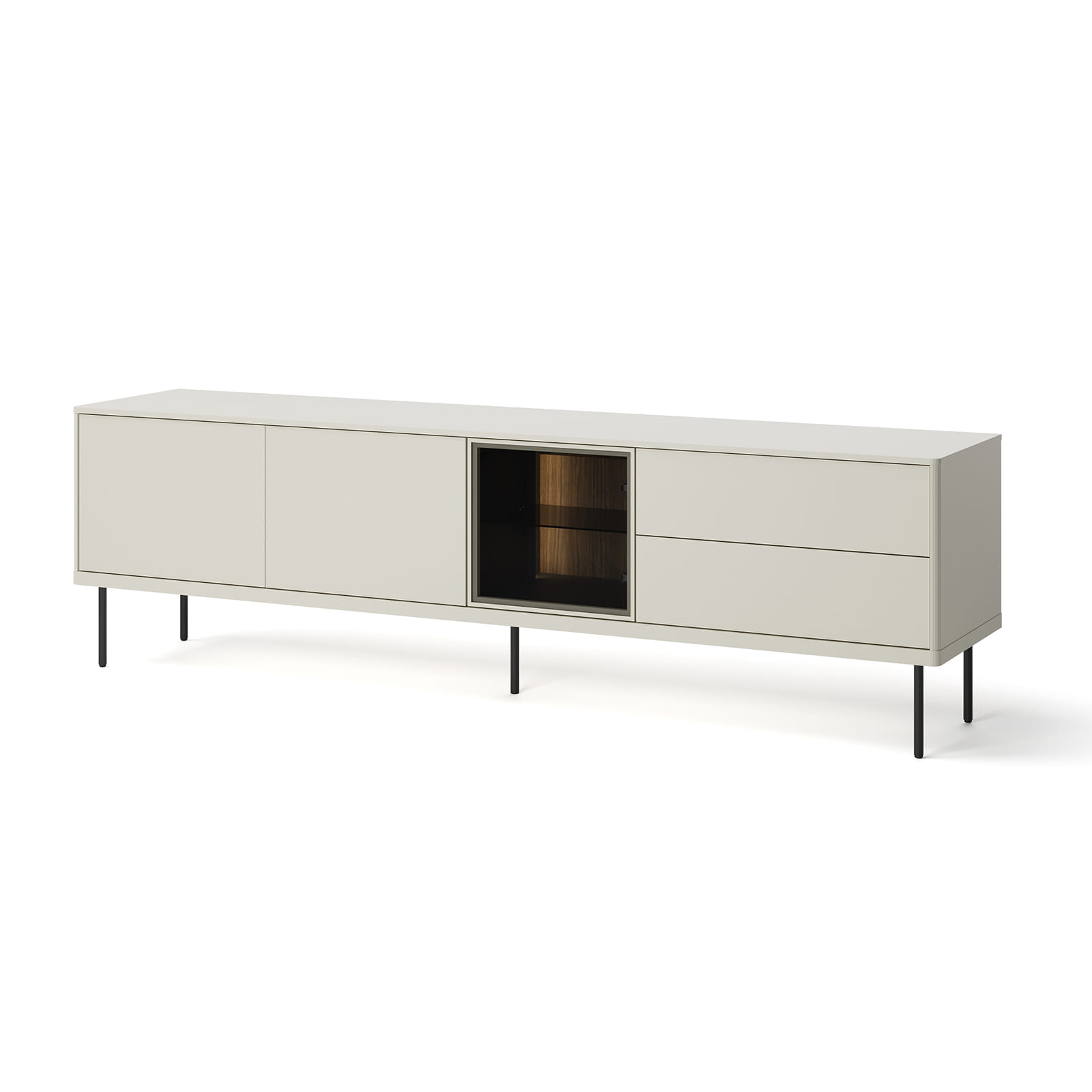 Epiro Large Wooden TV Stand in Cashmere & Dark Oak - 194cm - UK