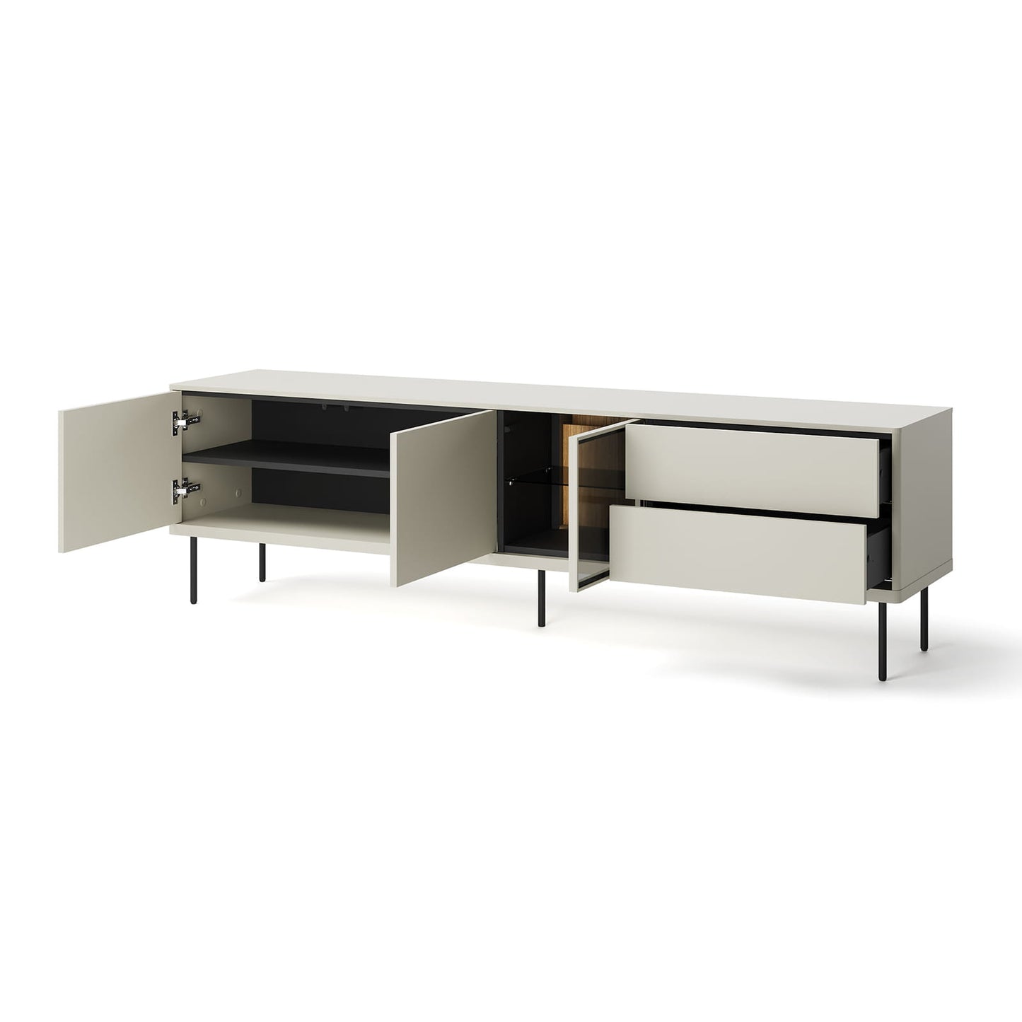 Epiro Large Wooden TV Stand in Cashmere & Dark Oak - 194cm - UK