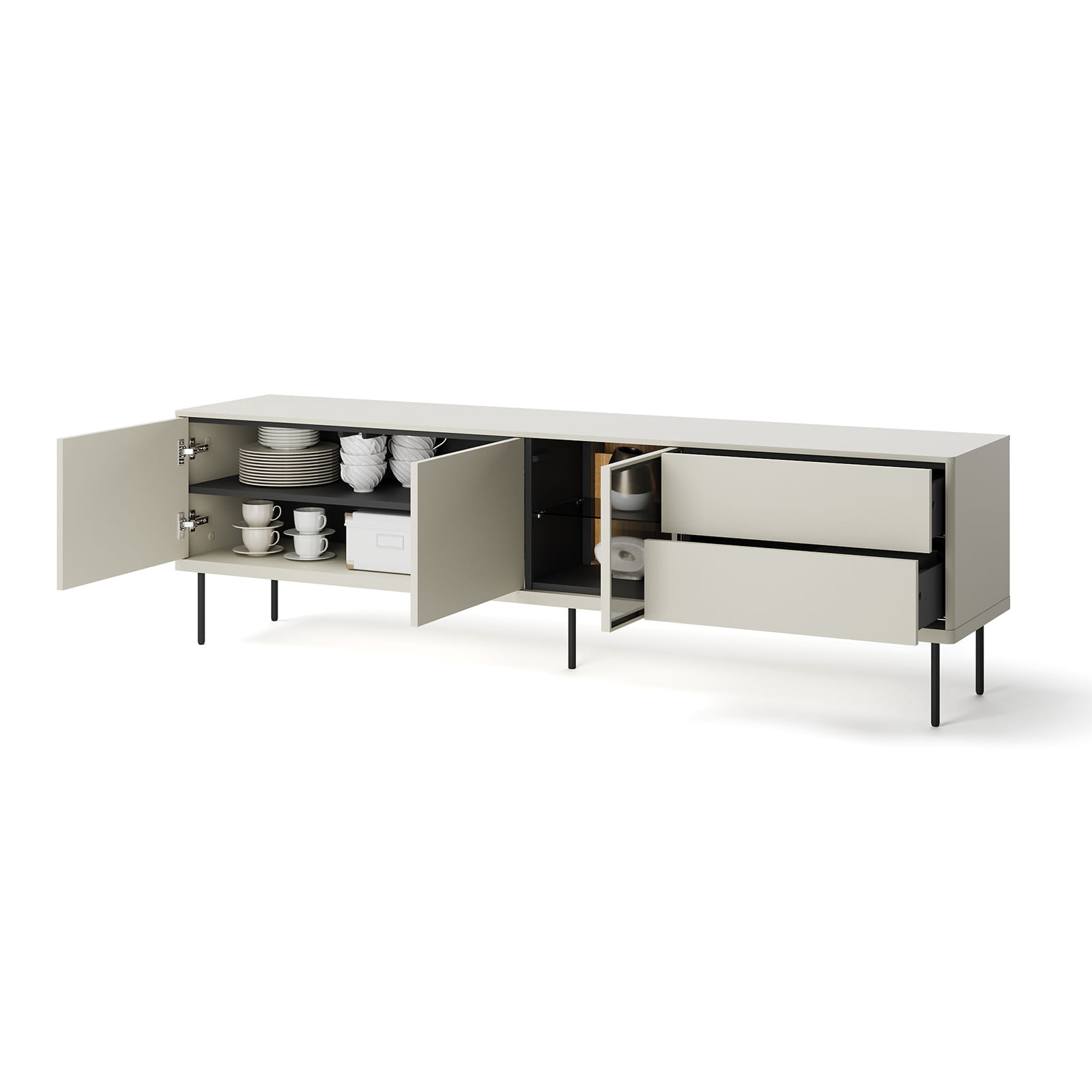 Epiro Large Wooden TV Stand in Cashmere & Dark Oak - 194cm - UK
