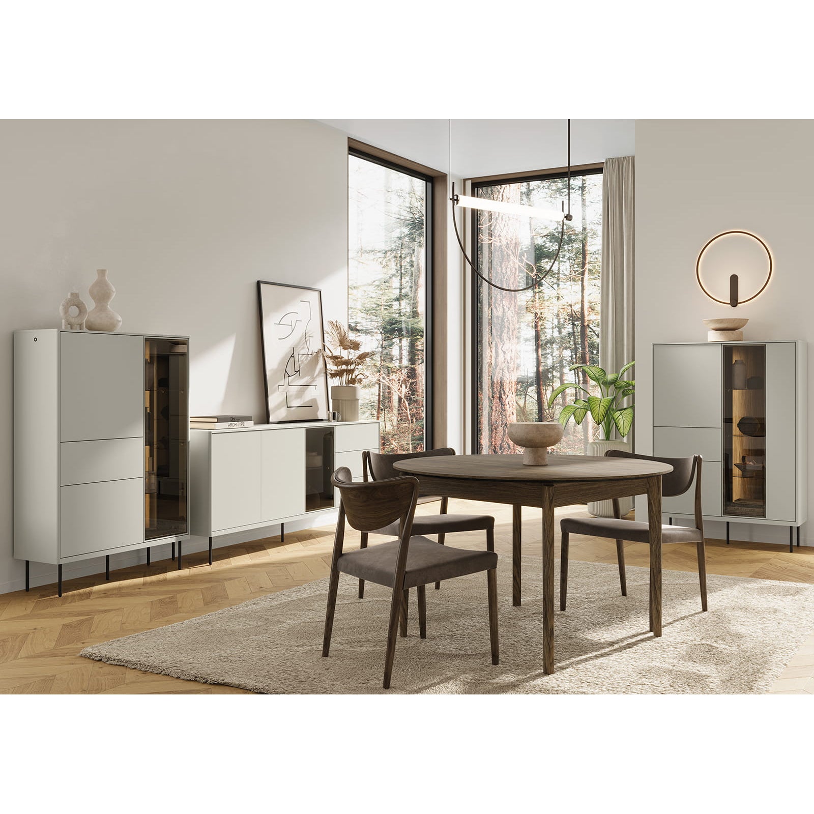 Epiro Large Wooden TV Stand in Cashmere & Dark Oak - 194cm - UK
