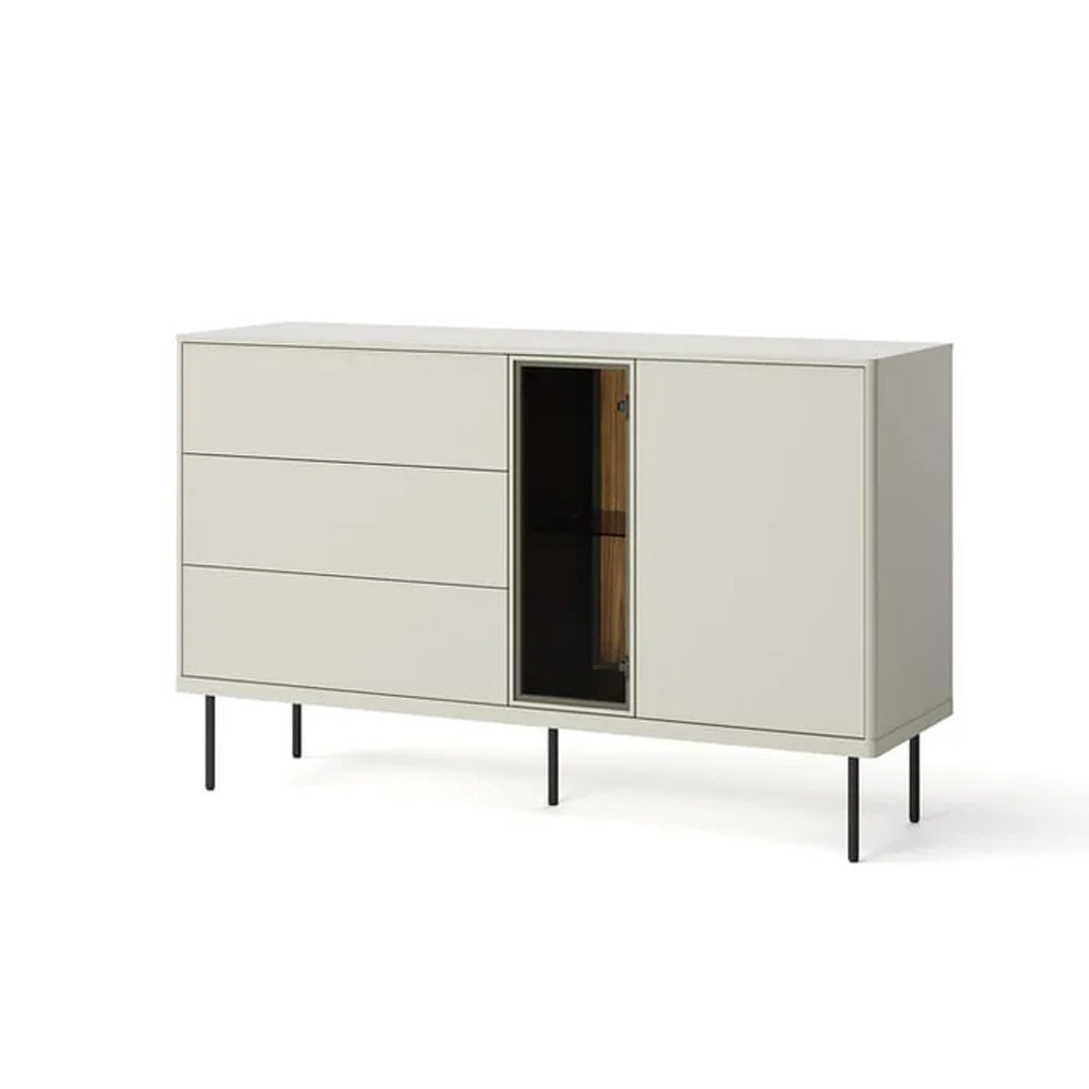 Epiro Sideboard with 2 Doors 3 Drawers in Cashmere & Dark Oak - 134cm