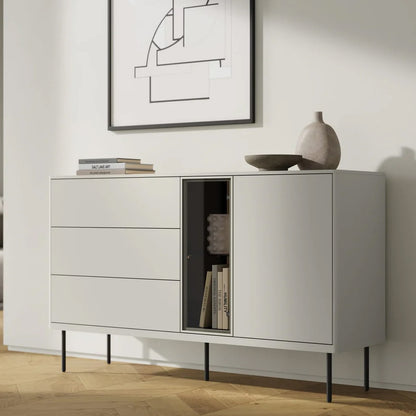 Epiro Sideboard with 2 Doors 3 Drawers in Cashmere & Dark Oak - 134cm