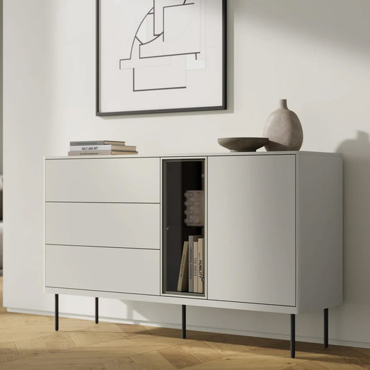 Epiro Sideboard with 2 Doors 3 Drawers in Cashmere & Dark Oak - 134cm