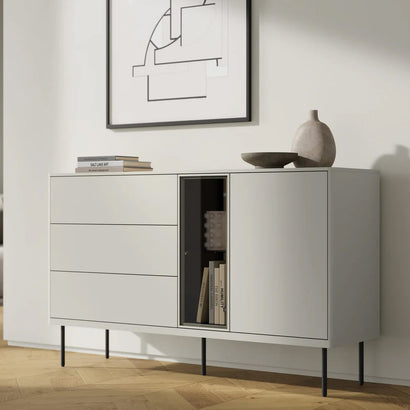 Epiro Sideboard with 2 Doors 3 Drawers in Cashmere & Dark Oak - 134cm