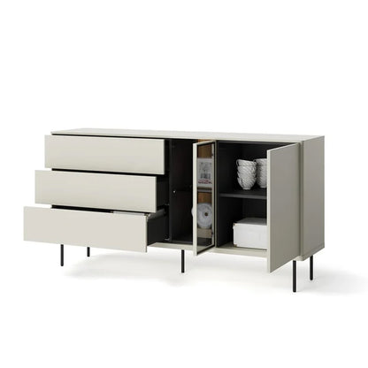 Epiro Sideboard with 2 Doors 3 Drawers in Cashmere & Dark Oak - 161cm