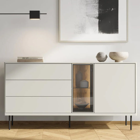 Epiro Sideboard with 2 Doors 3 Drawers in Cashmere & Dark Oak - 161cm