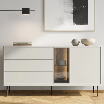 Epiro Sideboard with 2 Doors 3 Drawers in Cashmere & Dark Oak - 161cm - Furniture One Shop