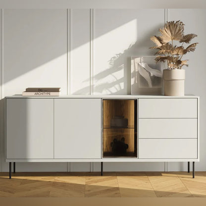 Epiro Sideboard with 3 Doors 3 Drawers in Cashmere & Dark Oak - 194cm