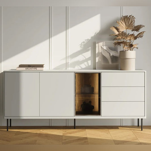 Epiro Sideboard with 3 Doors 3 Drawers in Cashmere & Dark Oak - 194cm